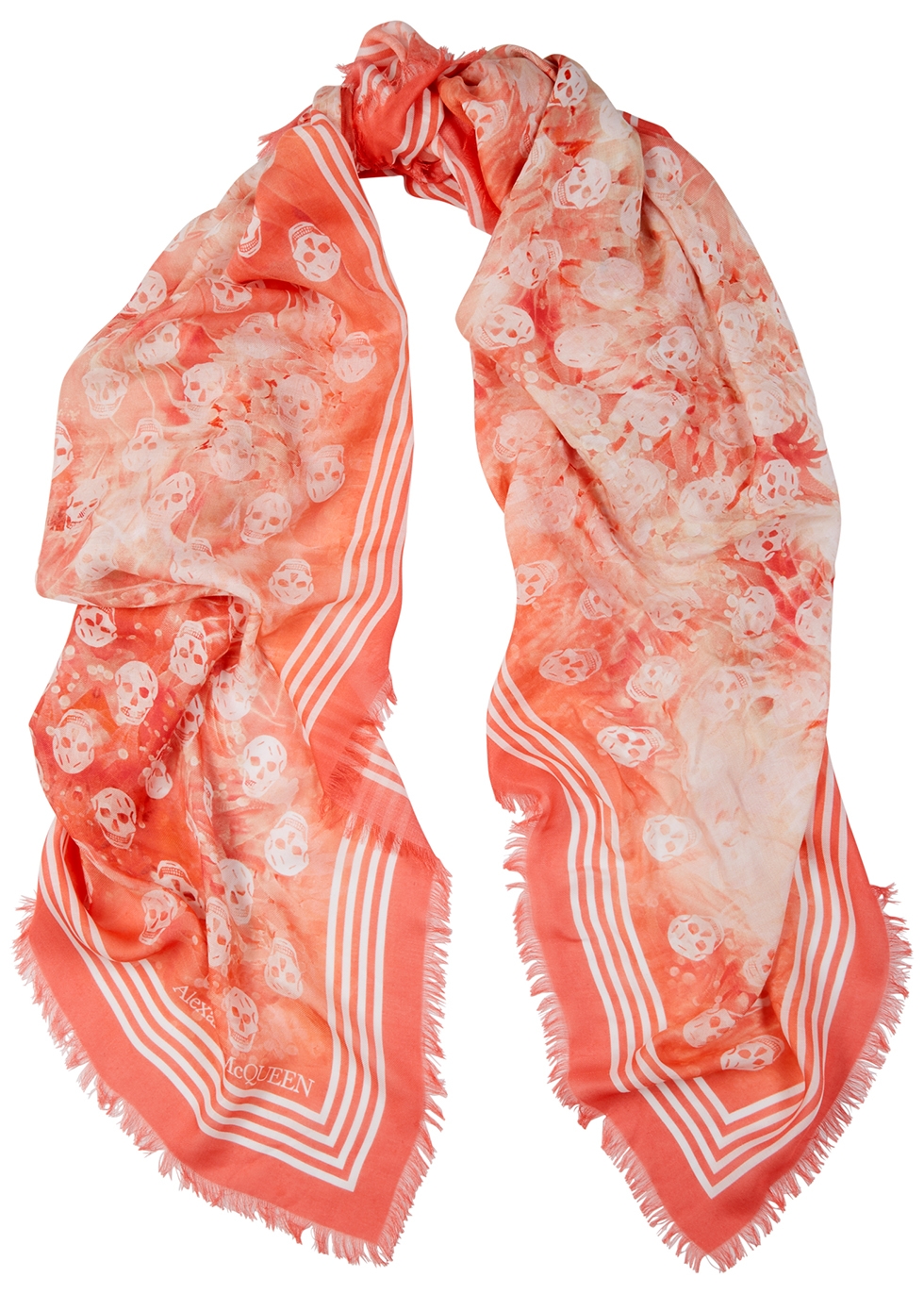 Anemone Biker Skull coral printed modal scarf