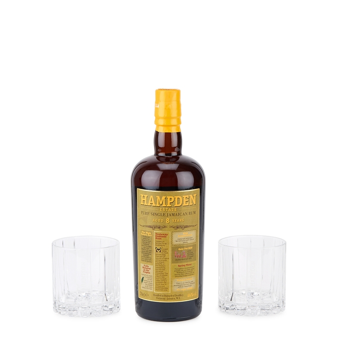 Hampden Estate Rum 8 Year Old Pure Single Jamaican Rum Glass Pack
