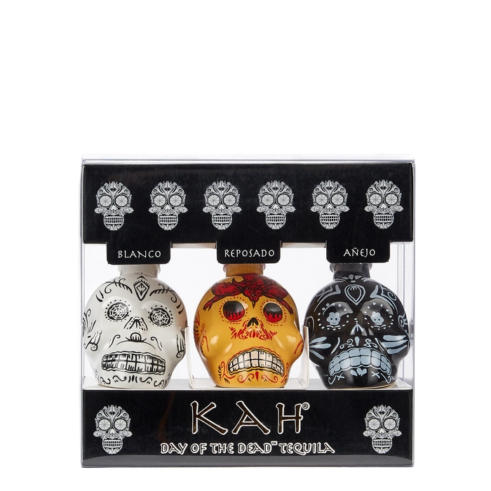 Kah Tequila Day Of The Dead Tequila Miniatures Gift Pack 3 X 50ml