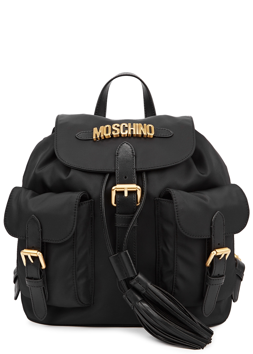 Black logo nylon backpack