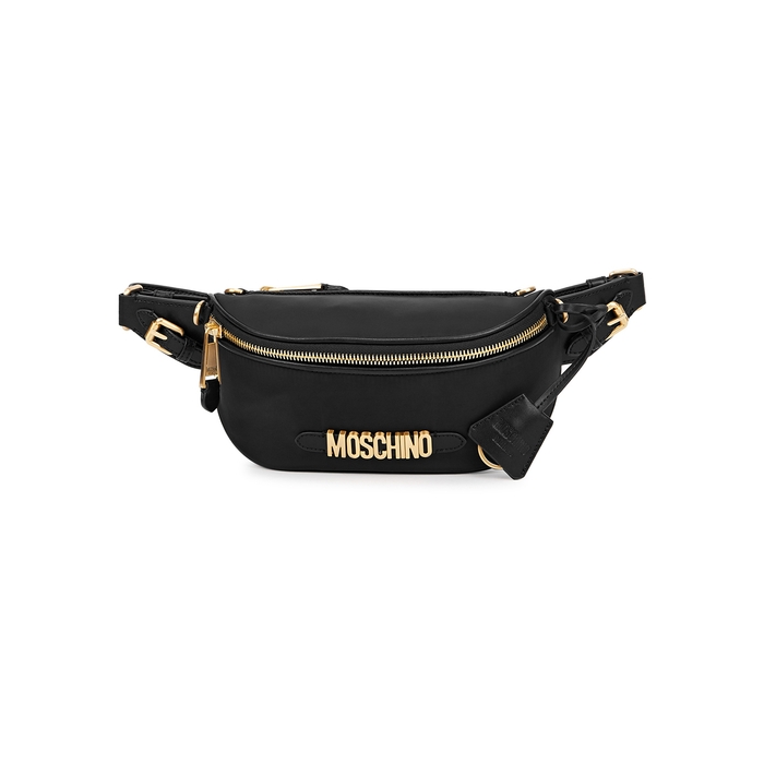 MOSCHINO Black Logo Nylon Belt Bag