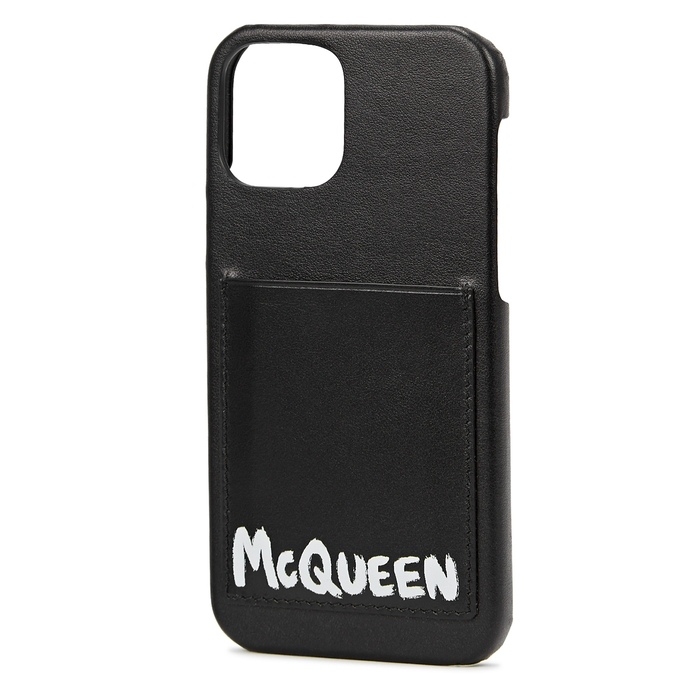 Alexander McQueen Black Logo Leather IPhone 12 Pro Case