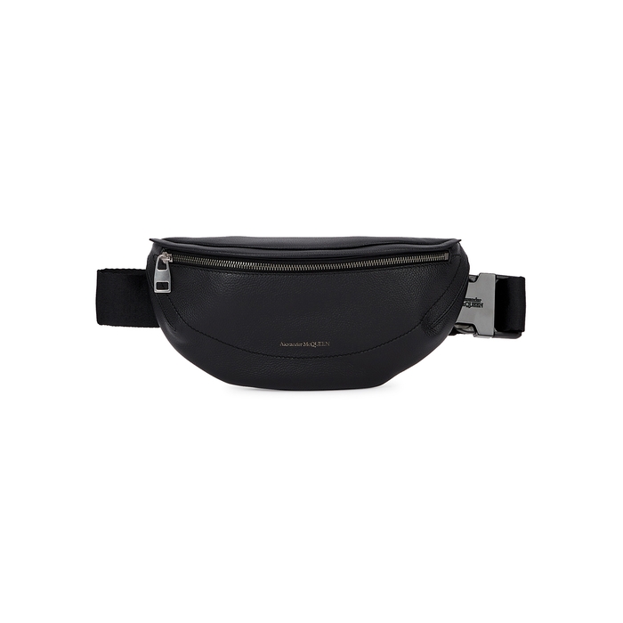 Alexander McQueen Black Grained Leather Belt Bag