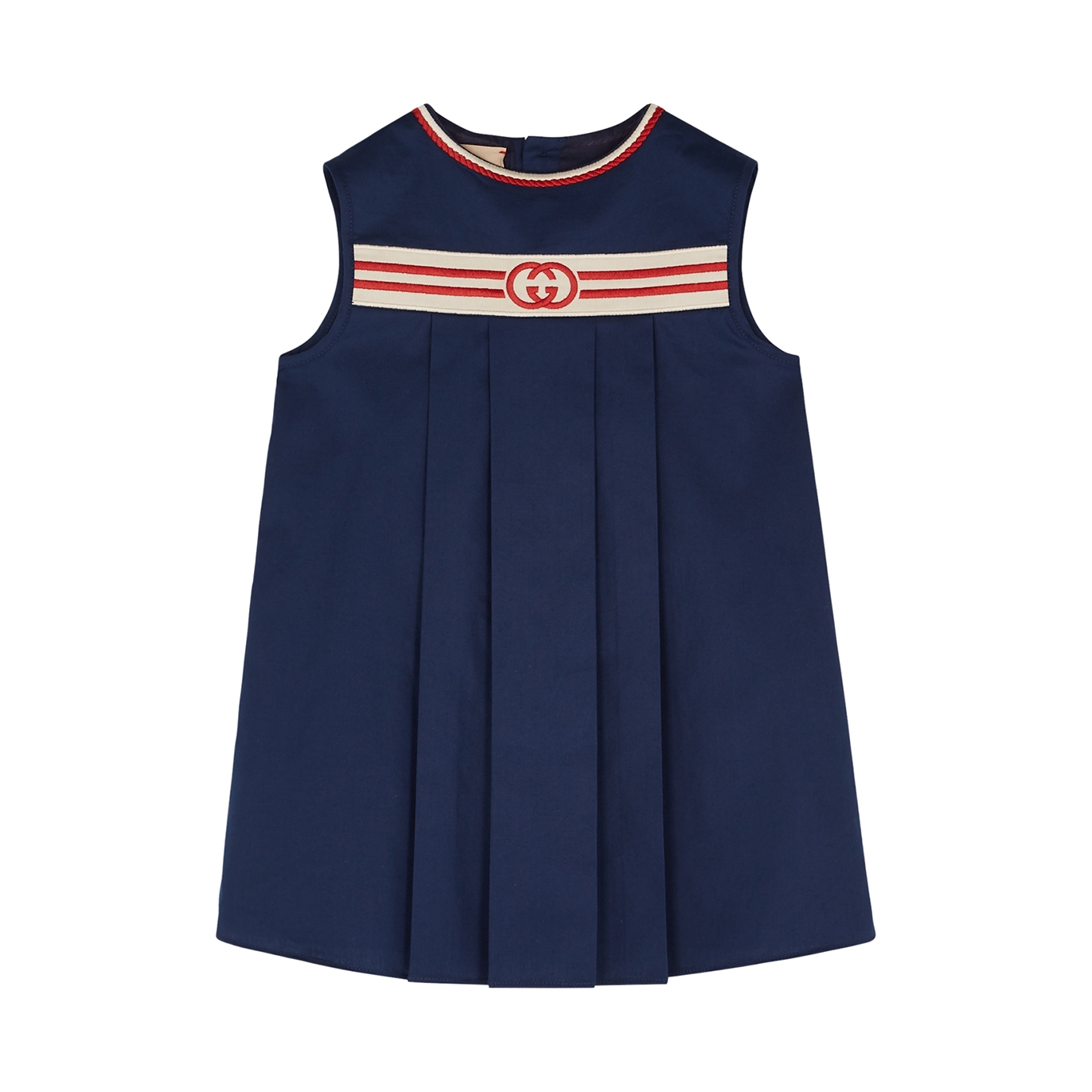 Gucci Kids Navy Logo-embroidered Cotton Poplin Dress - Blue - 18 Months