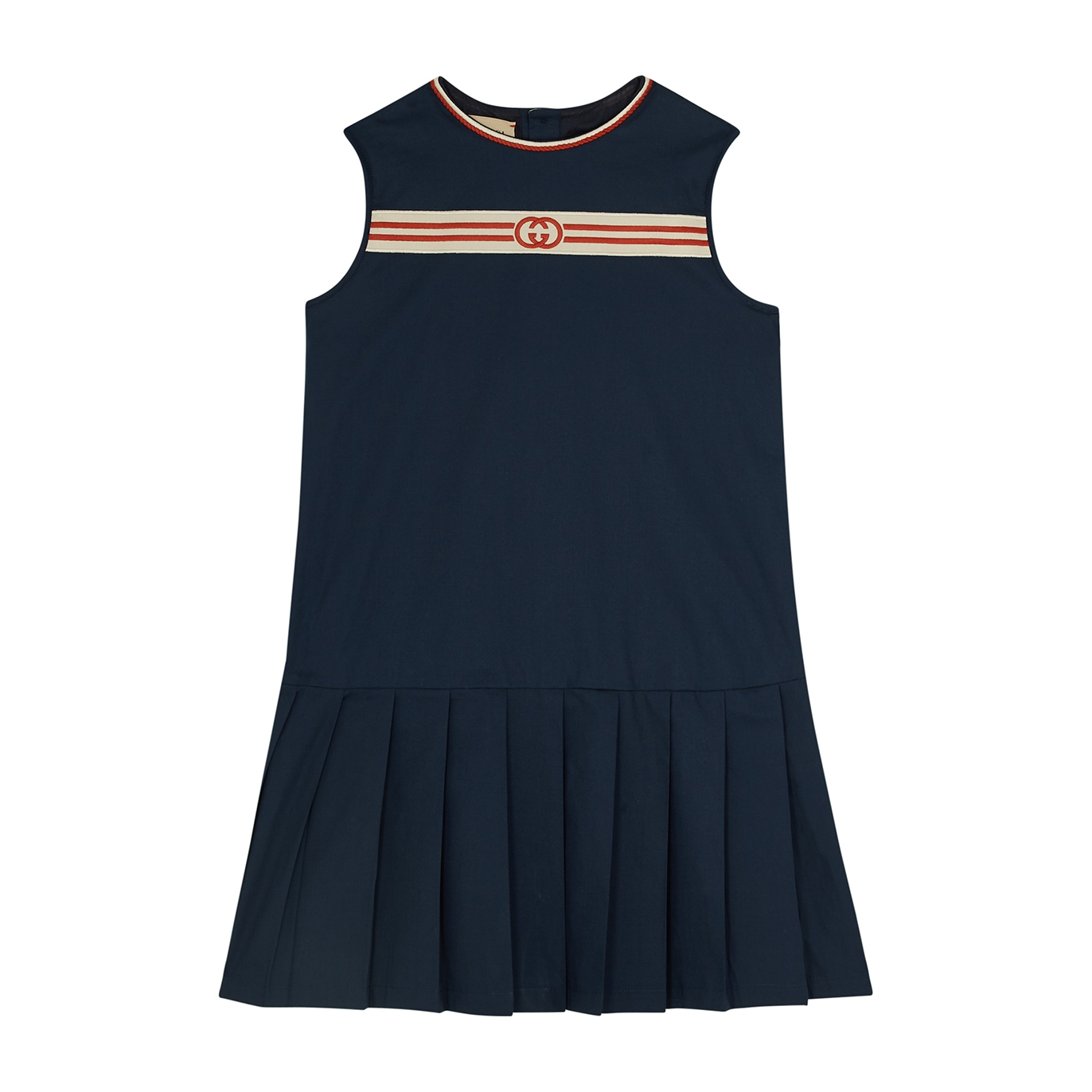 Gucci Kids Navy Logo Stretch-cotton Poplin Dress - Blue - 8 Years