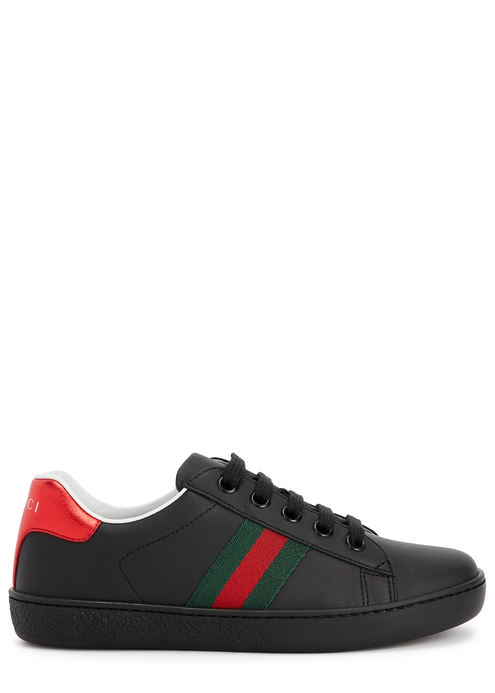 Gucci KIDS Ace black leather sneakers - Harvey Nichols