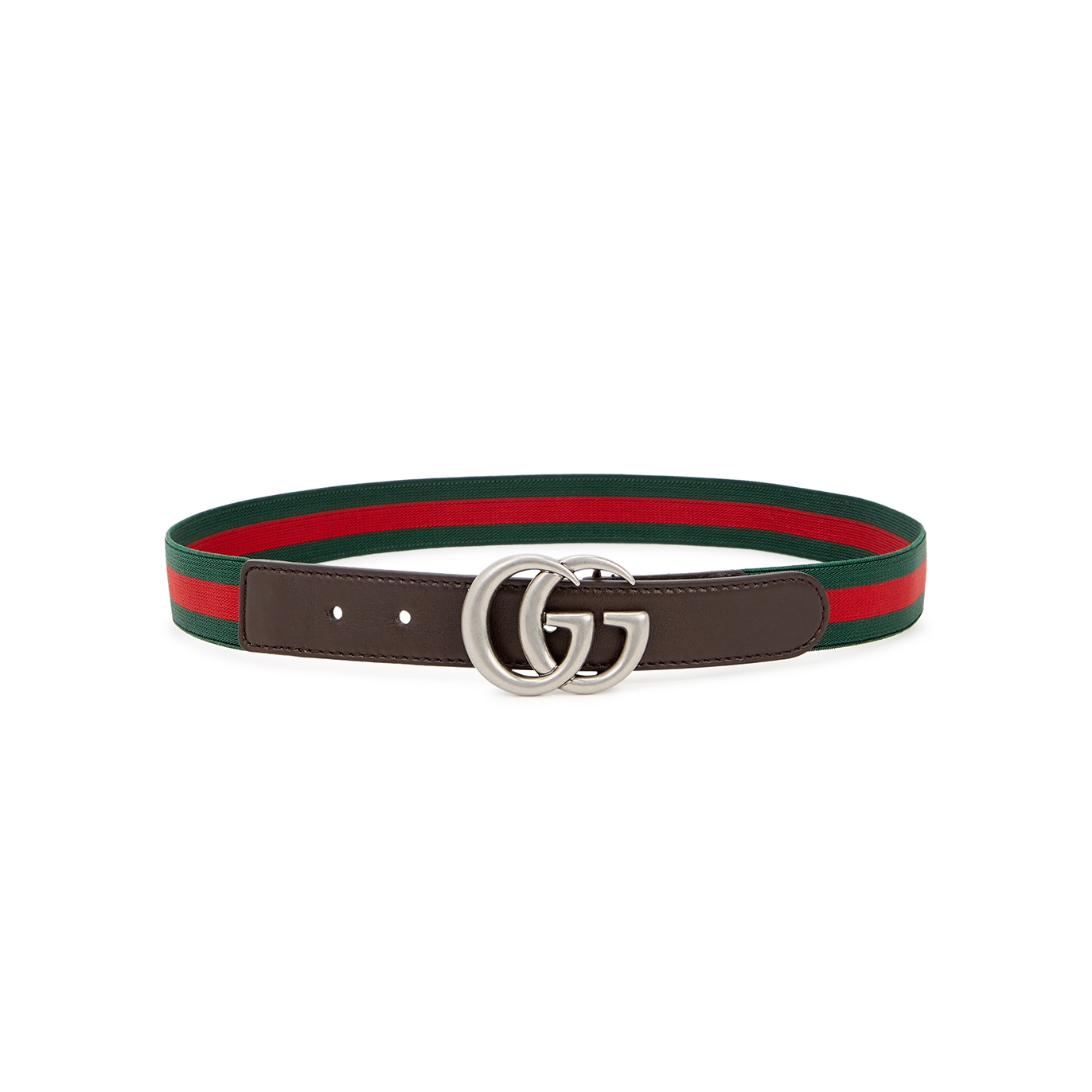 Gucci Kids GG Signature-striped Webbing Belt - Brown