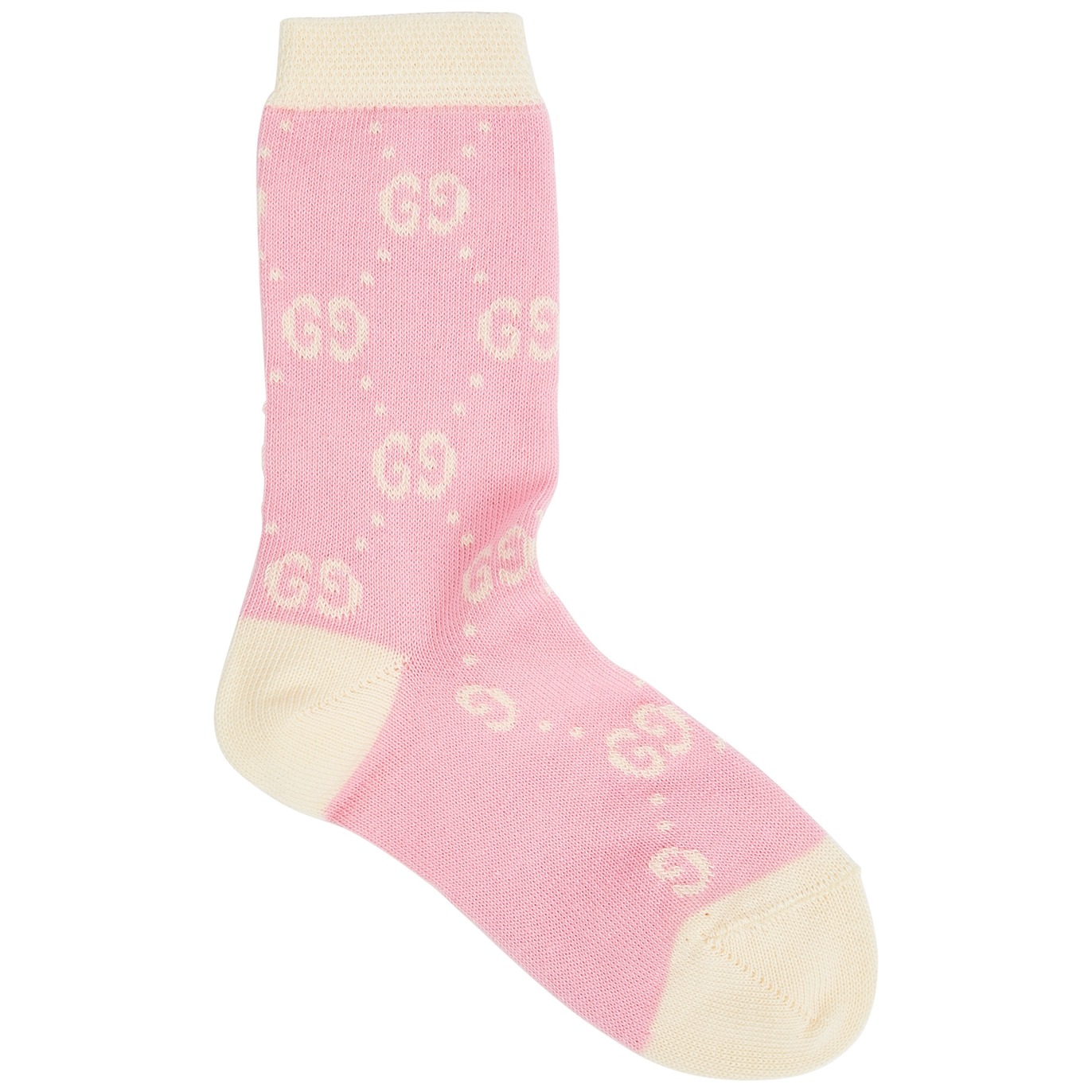 Gucci Baby Pink And Cream GG-intarsia Jersey Socks - Multicoloured