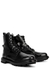 Black glossed leather combat boots - Alexander McQueen