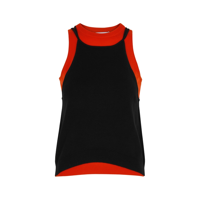 JW Anderson Red And Black Layered Wool Tank