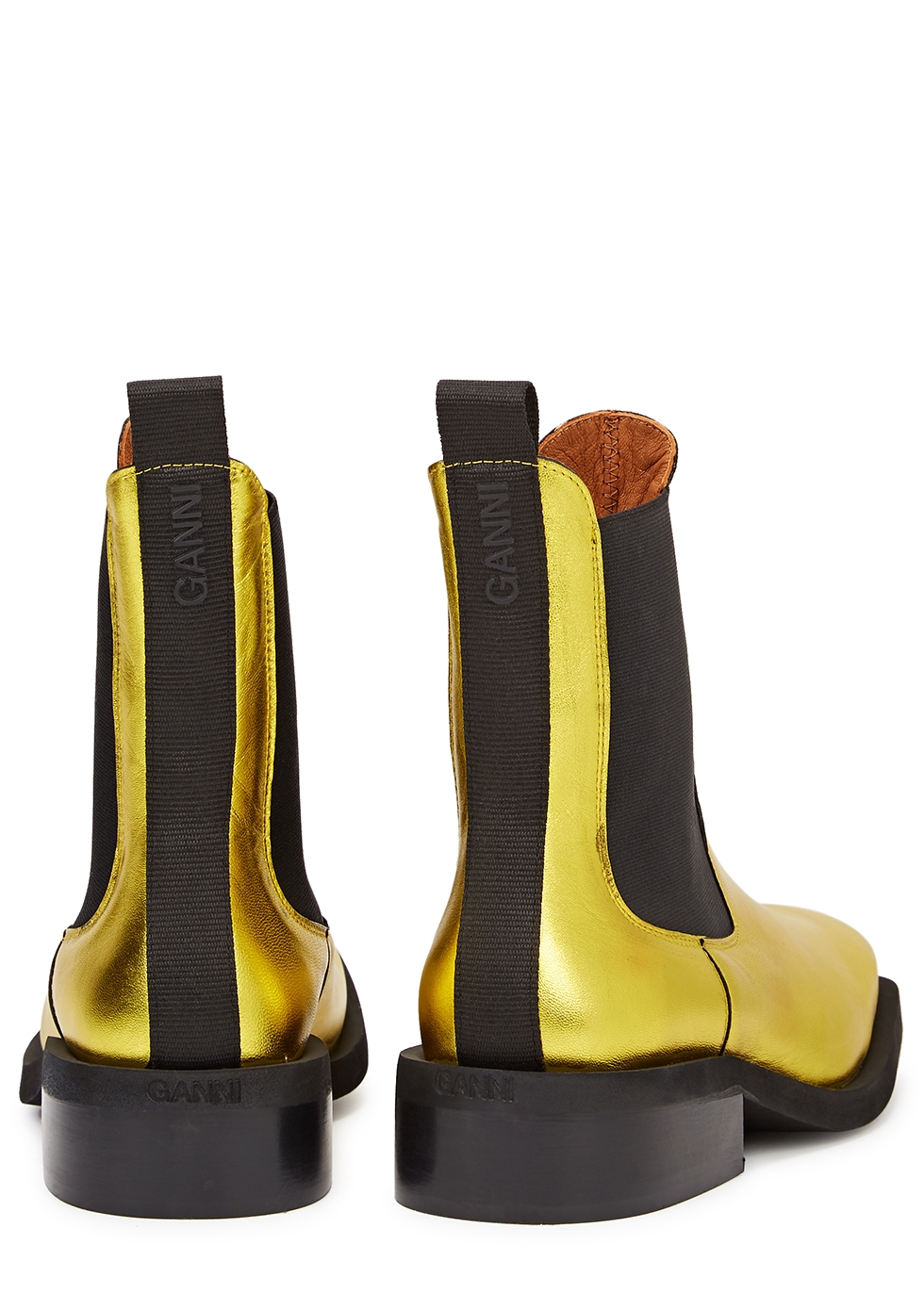 Ganni Gold leather Chelsea boots - Harvey Nichols