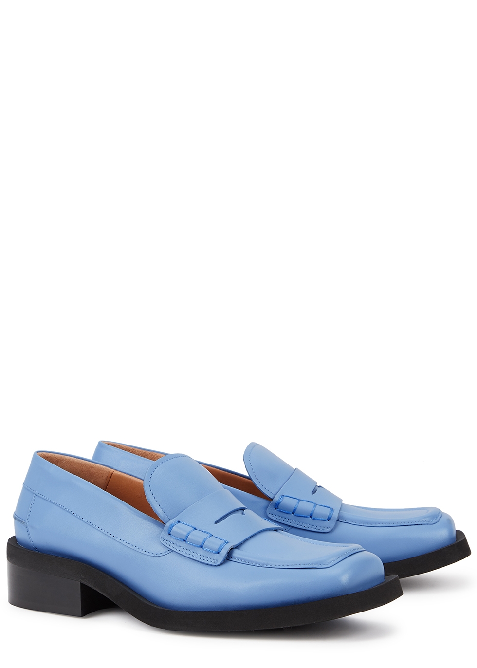 Ganni Light blue leather loafers - Harvey Nichols