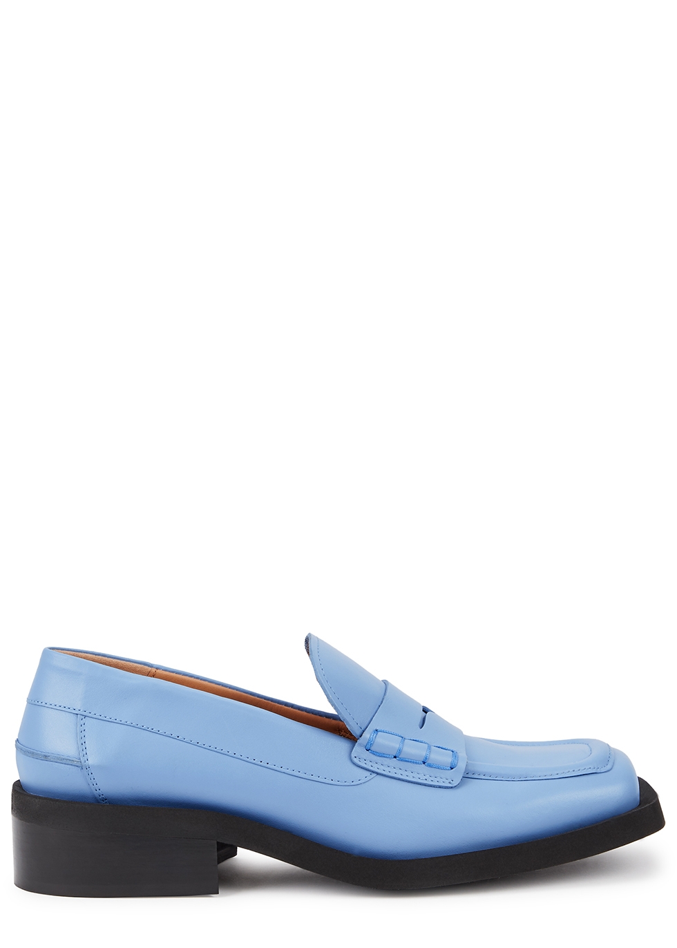 Light blue leather loafers