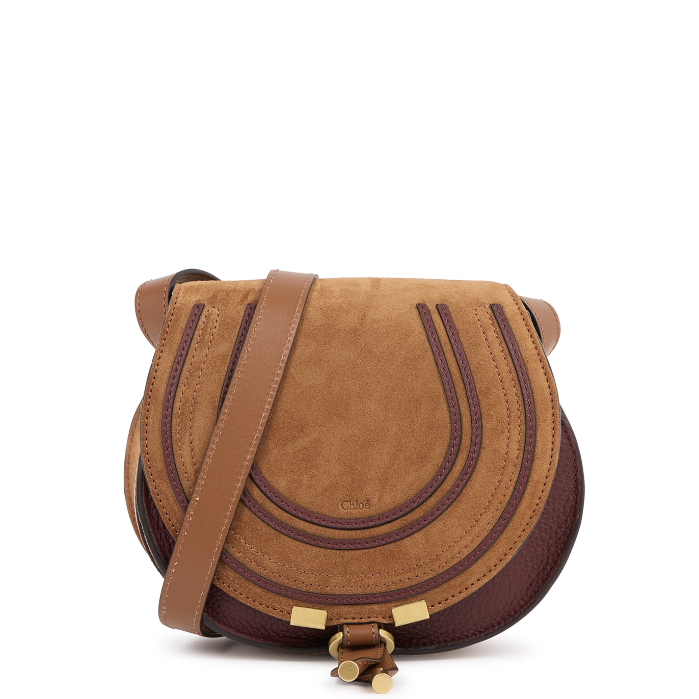 Chloé Marcie Small Brown Suede Saddle Bag - TAN