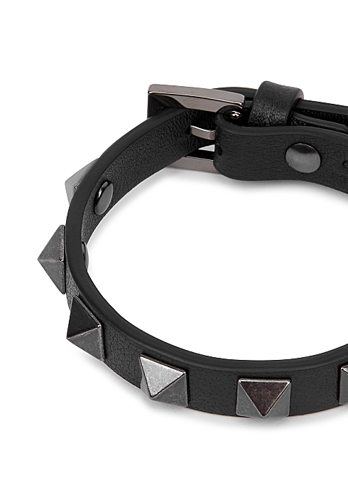Valentino Valentino Rockstud black leather bracelet - Harvey Nichols