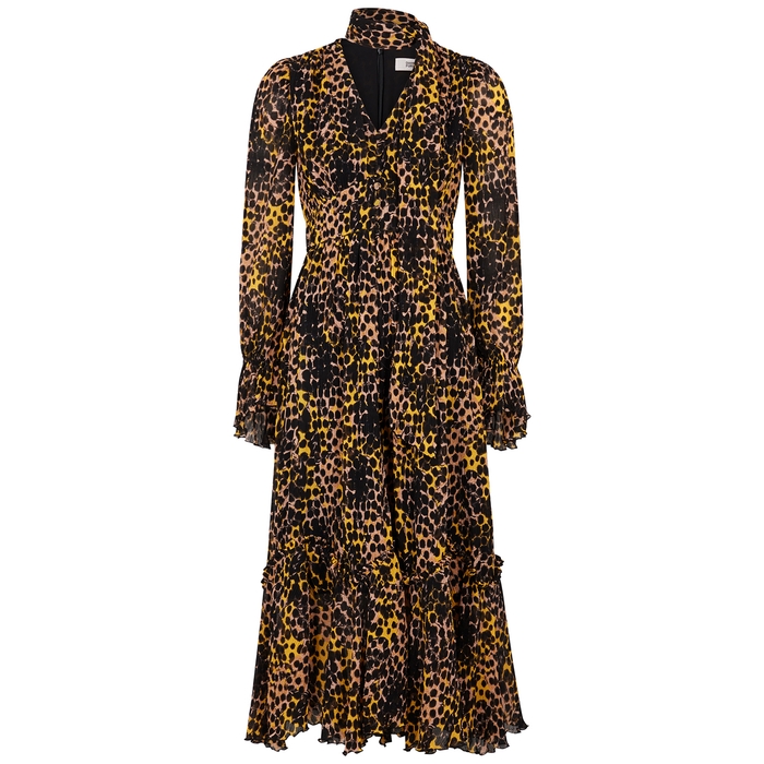 Diane Von Furstenberg Shazia Leopard-print Plissé Midi Dress