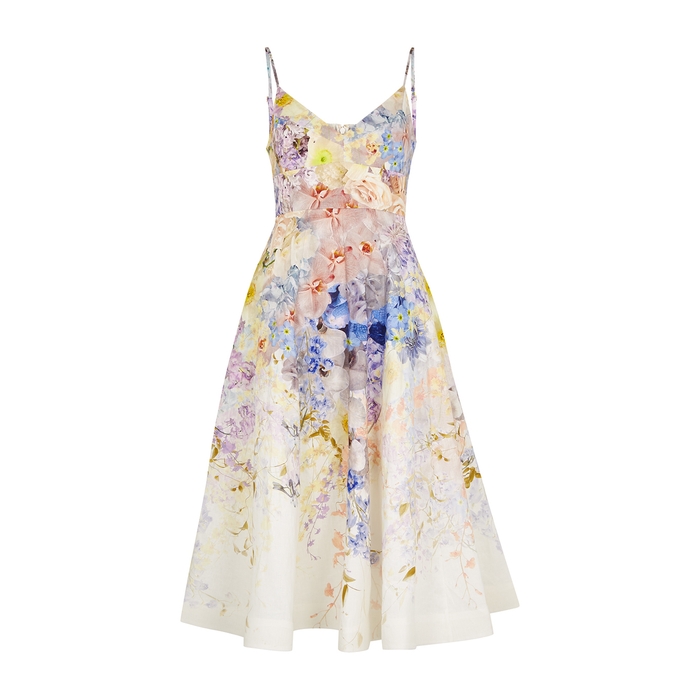 Zimmermann Rhythmic Floral-print Linen Midi Dress