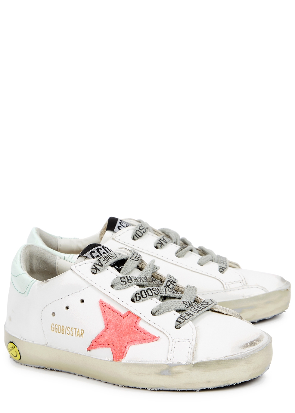 KIDS Superstar white distressed leather sneakers (IT18-IT27)