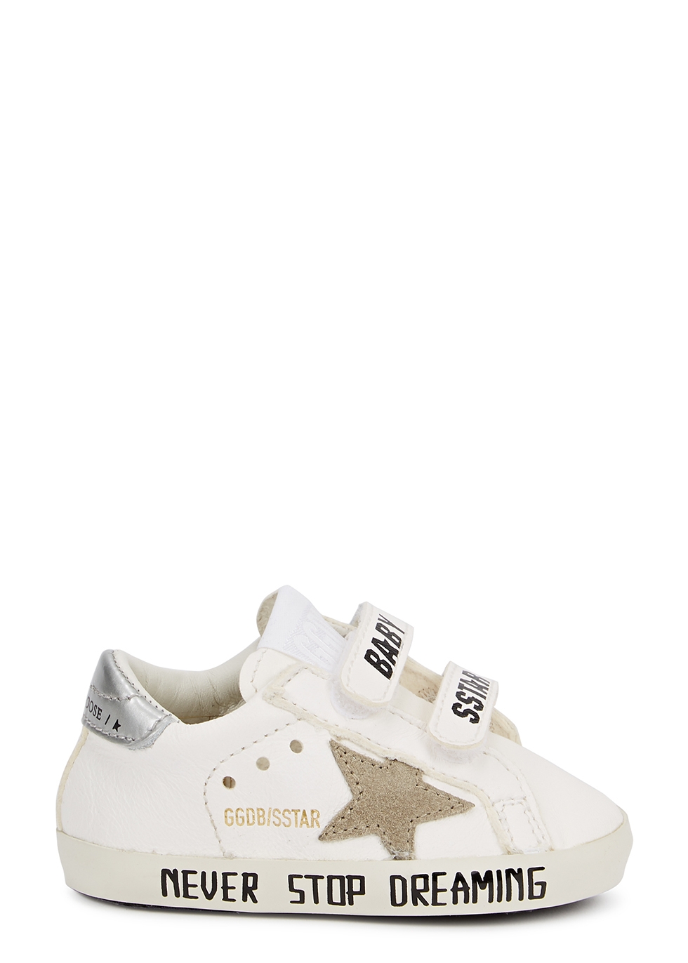 KIDS Baby School white distressed leather sneakers
