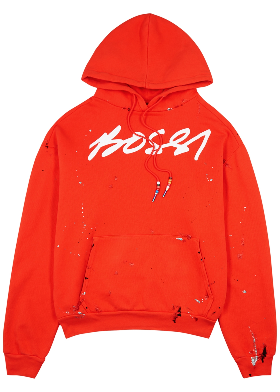 BOSSI Sportswear Red logo hooded cotton sweatshirt
