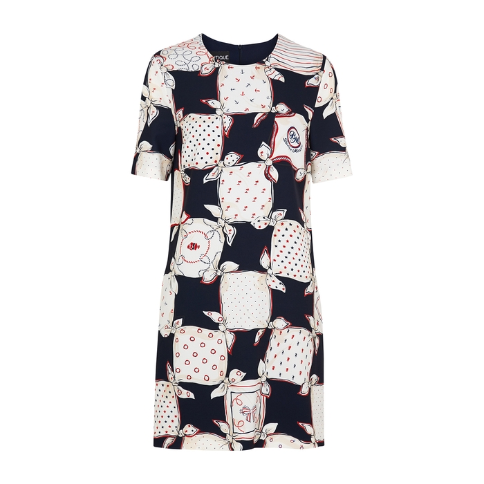 Boutique Moschino Navy Handkerchief-print Shift Dress