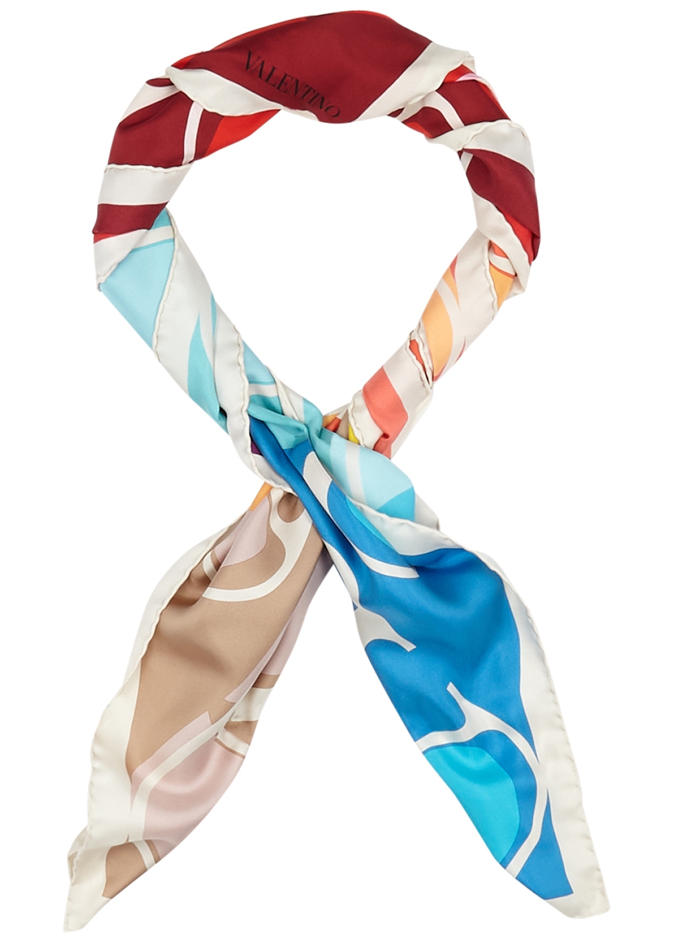 VLogo printed silk-twill scarf
