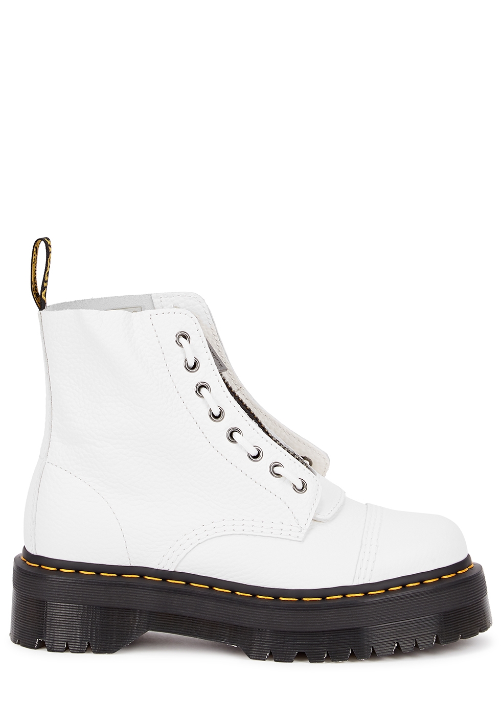 Dr Martens Sinclair white leather flatform ankle boots