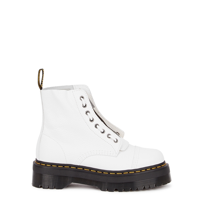 Dr Martens Sinclair White Leather Flatform Ankle Boots