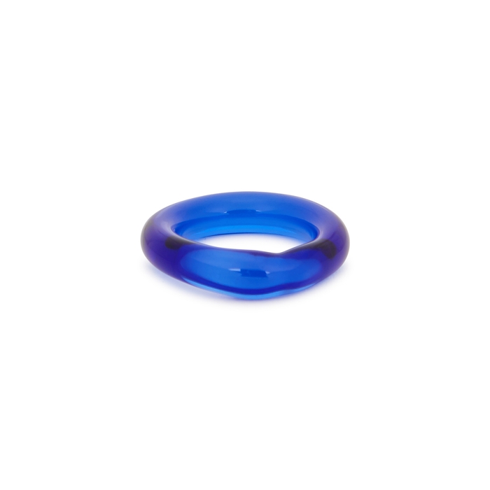 Sandralexandra Linear Dark Blue Glass Ring