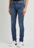 Blue distressed slim-leg jeans - Balmain