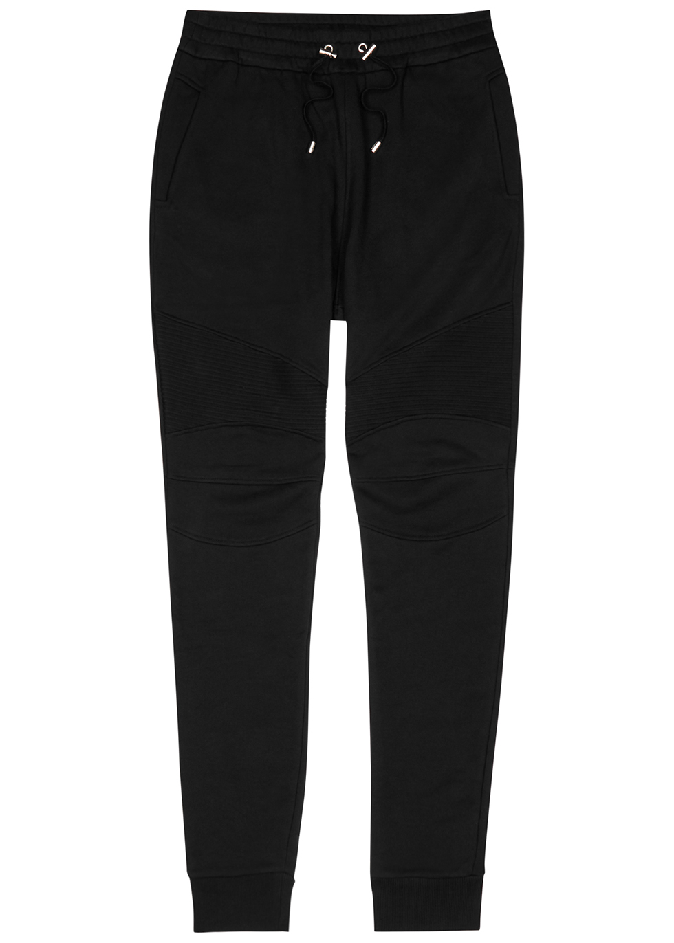 Black panelled cotton sweatpants
