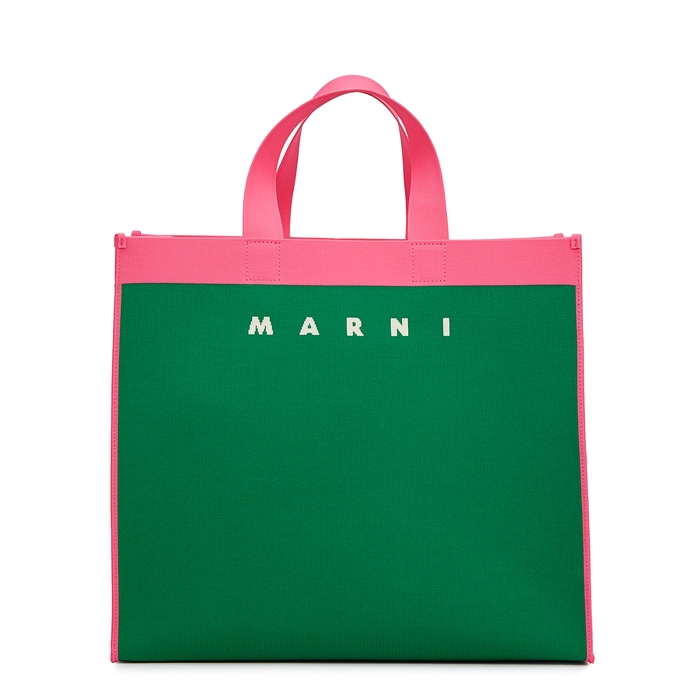 Marni Green Logo Canvas Tote