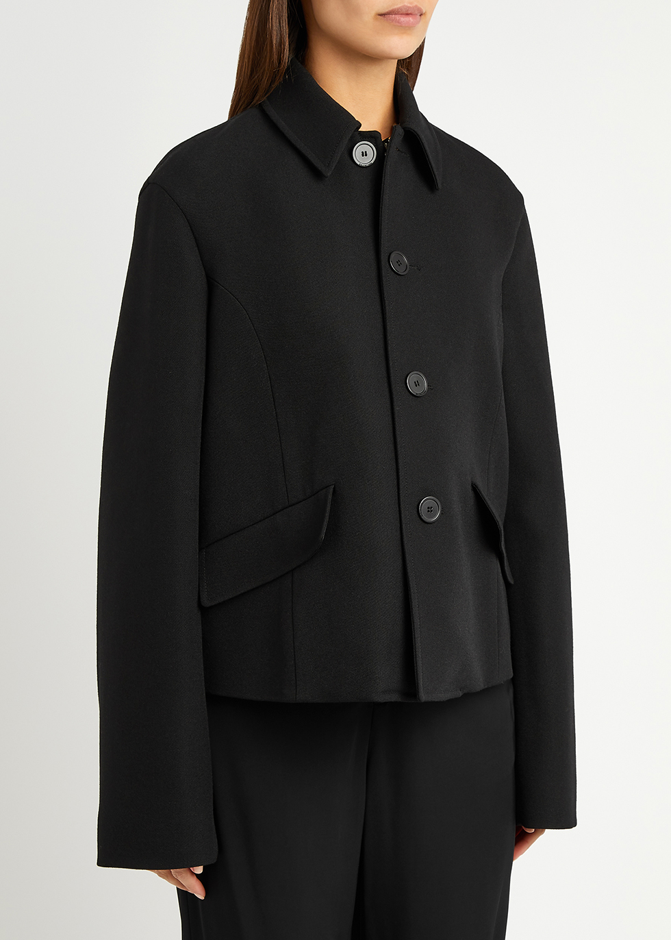 Shop Balenciaga Deconstructed Black Wool Jacket