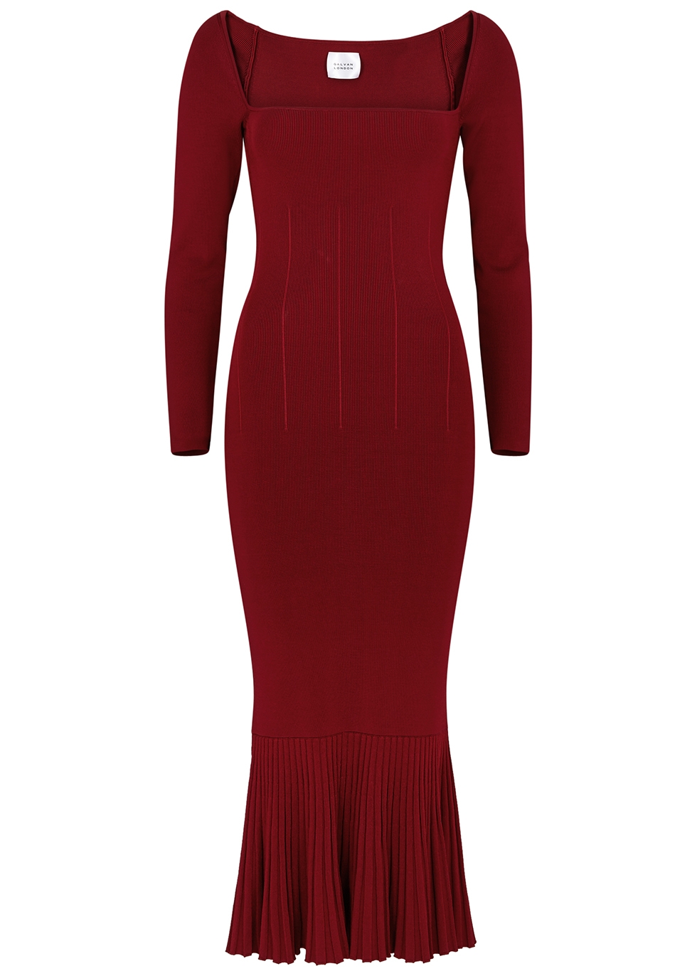 Atalanta red ribbed stretch-knit midi dress