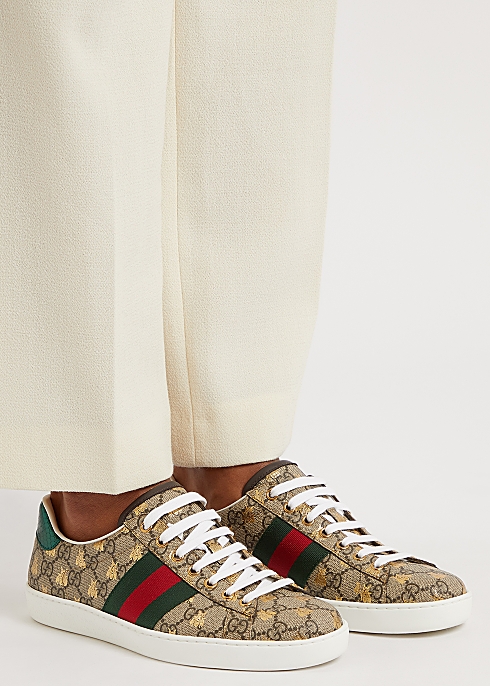 Gucci Ace GG Supreme bee-print monogrammed sneakers - Harvey Nichols