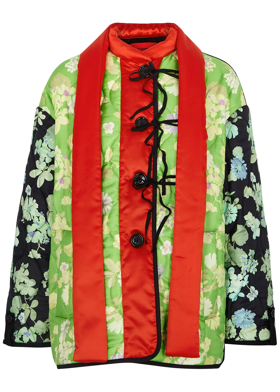 MERYLL ROGGE PANELLED FLORAL-PRINT QUILTED SILK-TWILL JACKET