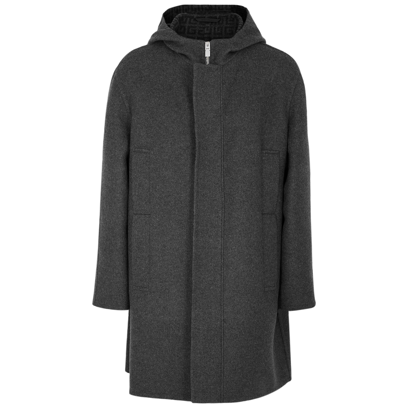 Givenchy Grey Hooded Wool-blend Coat - 48
