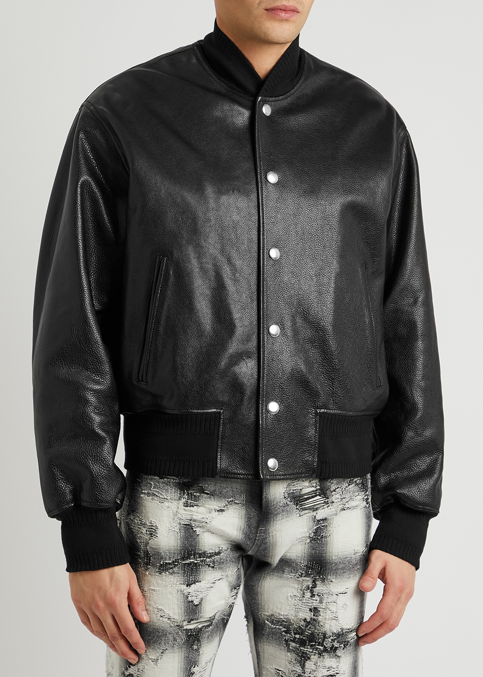Givenchy Black logo leather varsity jacket - Harvey Nichols