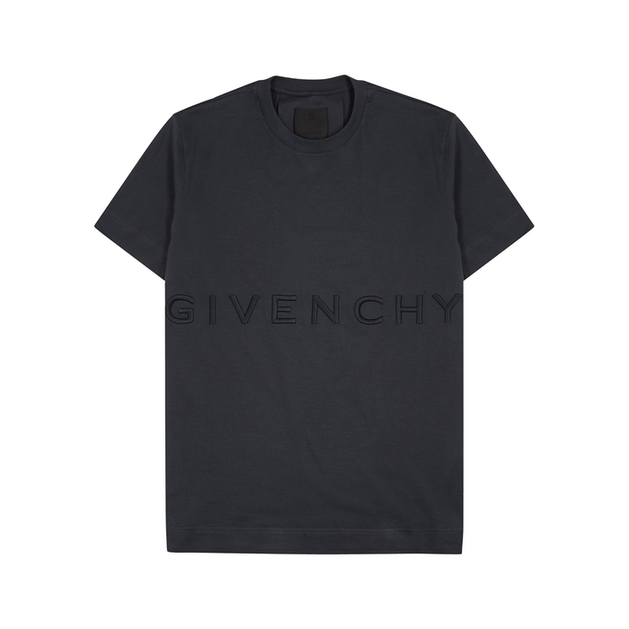 Givenchy Dark Blue Logo-embroidered Cotton T-shirt