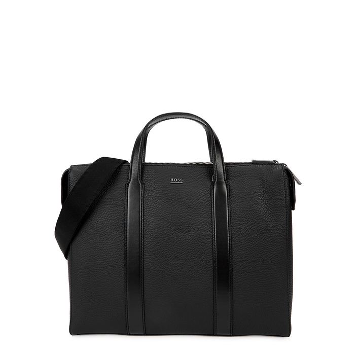 BOSS Helios Black Leather Briefcase