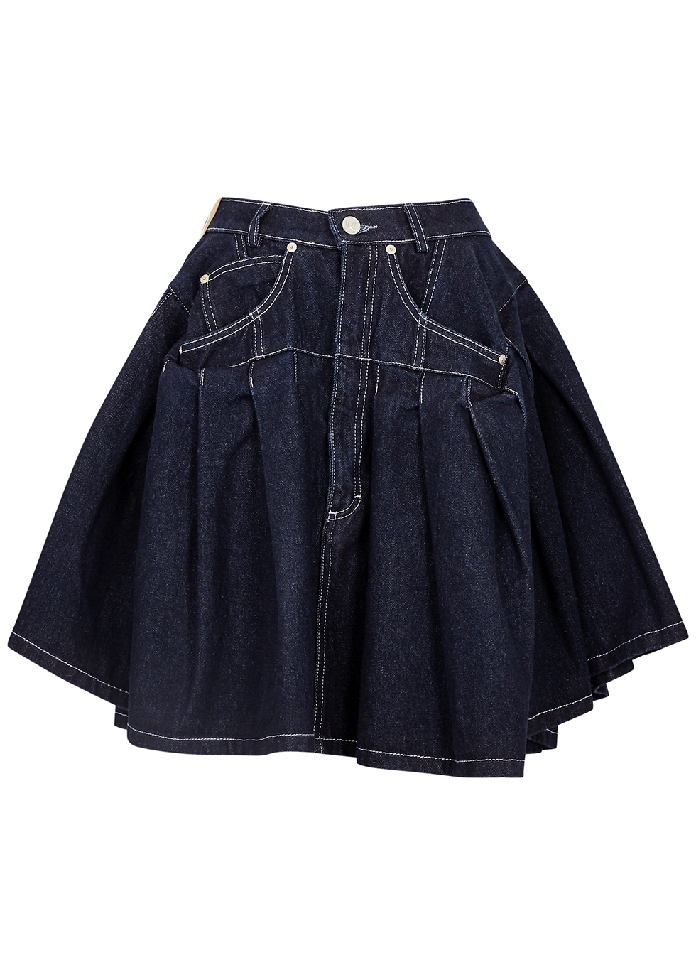 Natasha Zinko Indigo Denim Mini Skirt | ModeSens