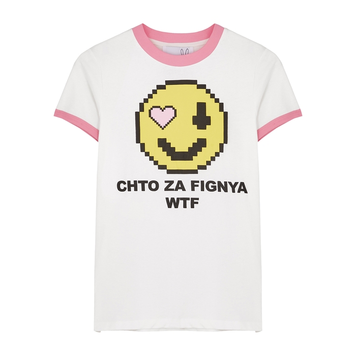 Natasha Zinko White Printed Cotton T-shirt