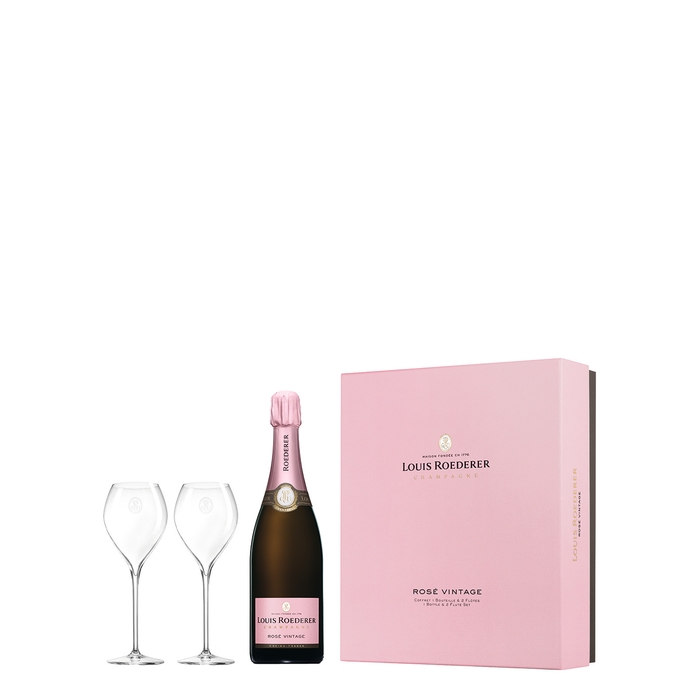 Louis Roederer Rosé Vintage Champagne 2015 & Flutes Gift Set