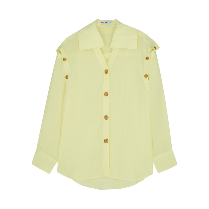 Rejina Pyo Carina Yellow Satin-shell Shirt