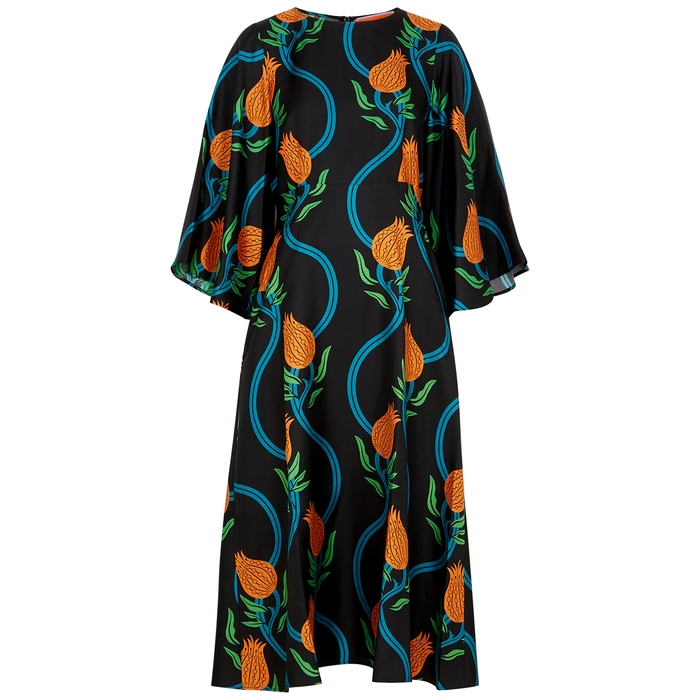 LA DOUBLE J Sorela Printed Silk-twill Midi Dress