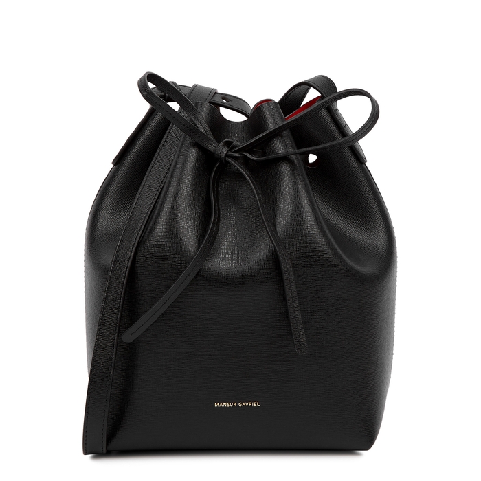 Mansur Gavriel Mini Black Saffiano Leather Bucket Bag