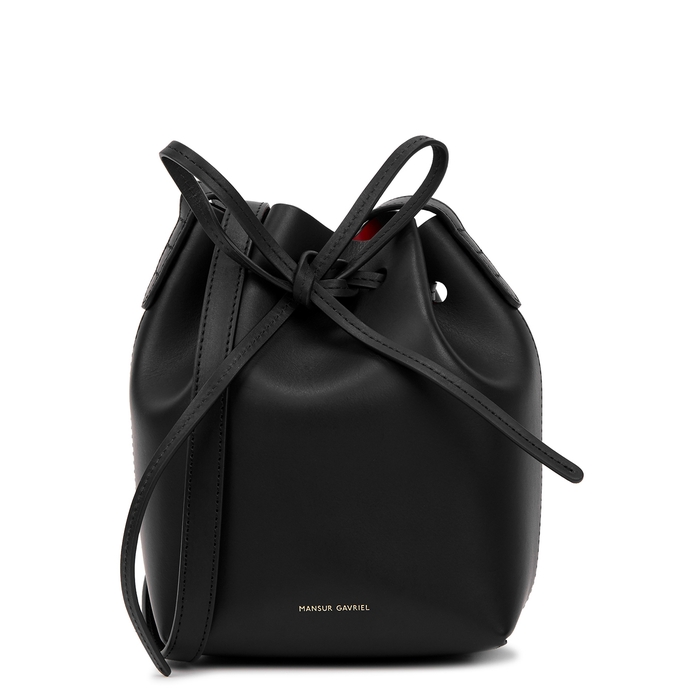 Mansur Gavriel Mini Black Leather Bucket Bag