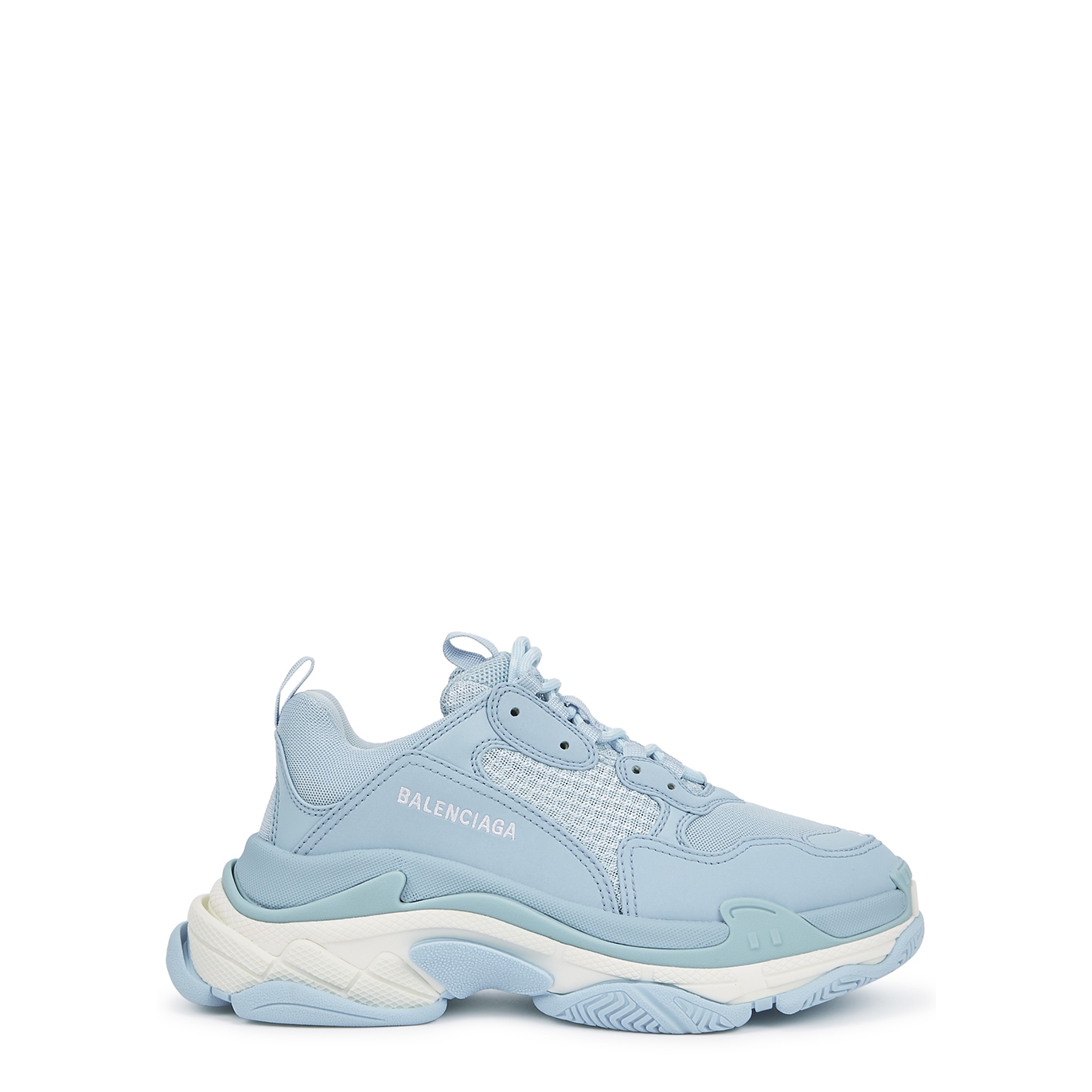 Balenciaga Triple S Blue Mesh And Leather Sneakers - Light Blue - 4
