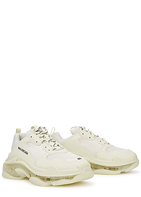 Balenciaga S off-white panelled sneakers - Harvey Nichols