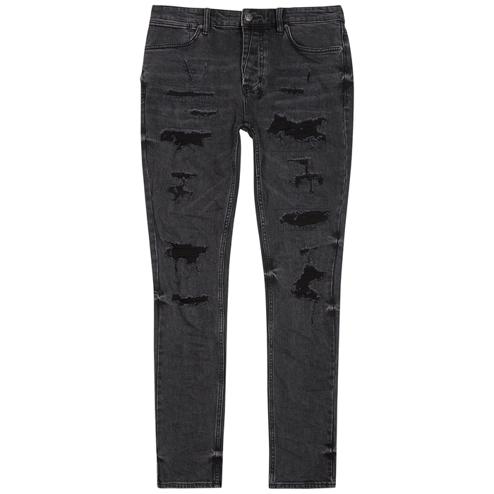 Ksubi Van Winkle Faded Black Distressed Skinny Jeans